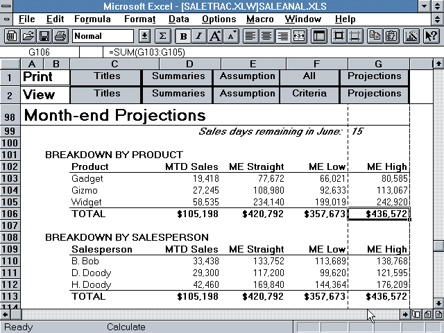 Microsoft Excel 4.0 Spreadsheet (1992)